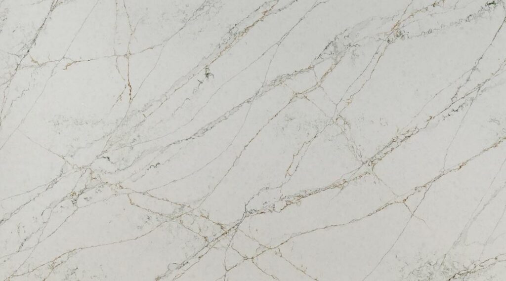 Bold quartz countertop slab with warm gold and brown veining – MSI Calacatta Viraldi