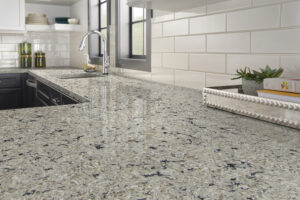 Natural Stone countertops with white subway tile backsplash
