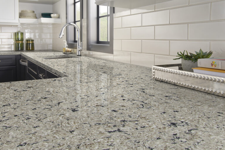 Natural Stone countertops with white subway tile backsplash