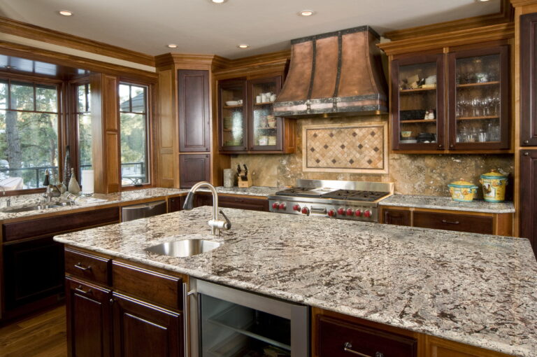 Bianco Antico Granite Kitchen island installed by Tops Countertops in South Puget Sound