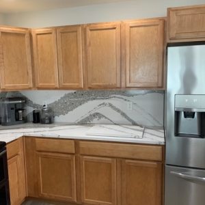 Cambria Quartz Countertops with Full-Height Backsplash