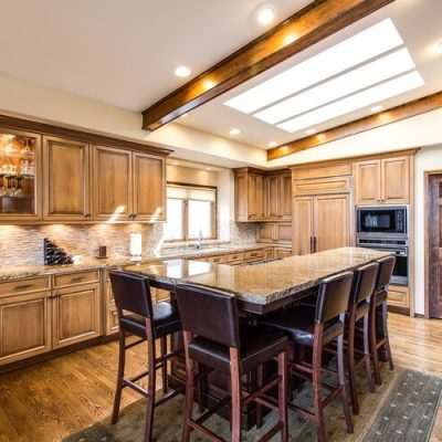 Granite Countertops in natural wood kitchen